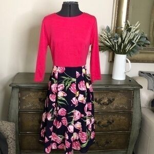 NWT HAUTE edition dress size small pink and navy floral